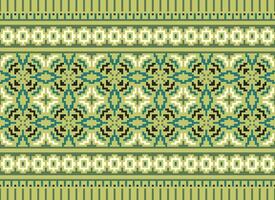 pixel kruis steek traditioneel etnisch patroon paisley bloem ikat achtergrond abstract aztec Afrikaanse Indonesisch Indisch naadloos patroon voor kleding stof afdrukken kleding jurk tapijt gordijnen en sarong vector