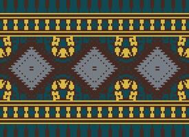 pixel kruis steek traditioneel etnisch patroon paisley bloem ikat achtergrond abstract aztec Afrikaanse Indonesisch Indisch naadloos patroon voor kleding stof afdrukken kleding jurk tapijt gordijnen en sarong vector