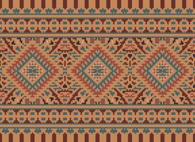 pixel kruis steek traditioneel etnisch patroon paisley bloem ikat achtergrond abstract aztec Afrikaanse Indonesisch Indisch naadloos patroon voor kleding stof afdrukken kleding jurk tapijt gordijnen en sarong vector