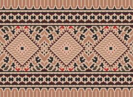 pixel kruis steek traditioneel etnisch patroon paisley bloem ikat achtergrond abstract aztec Afrikaanse Indonesisch Indisch naadloos patroon voor kleding stof afdrukken kleding jurk tapijt gordijnen en sarong vector