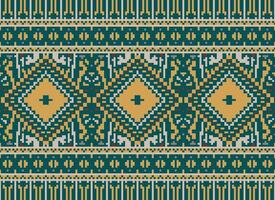 pixel kruis steek traditioneel etnisch patroon paisley bloem ikat achtergrond abstract aztec Afrikaanse Indonesisch Indisch naadloos patroon voor kleding stof afdrukken kleding jurk tapijt gordijnen en sarong vector