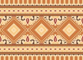 pixel kruis steek traditioneel etnisch patroon paisley bloem ikat achtergrond abstract aztec Afrikaanse Indonesisch Indisch naadloos patroon voor kleding stof afdrukken kleding jurk tapijt gordijnen en sarong vector