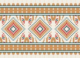 pixel kruis steek traditioneel etnisch patroon paisley bloem ikat achtergrond abstract aztec Afrikaanse Indonesisch Indisch naadloos patroon voor kleding stof afdrukken kleding jurk tapijt gordijnen en sarong vector