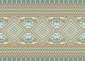 pixel kruis steek traditioneel etnisch patroon paisley bloem ikat achtergrond abstract aztec Afrikaanse Indonesisch Indisch naadloos patroon voor kleding stof afdrukken kleding jurk tapijt gordijnen en sarong vector