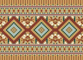 pixel kruis steek traditioneel etnisch patroon paisley bloem ikat achtergrond abstract aztec Afrikaanse Indonesisch Indisch naadloos patroon voor kleding stof afdrukken kleding jurk tapijt gordijnen en sarong vector