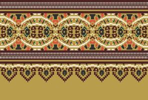 pixel kruis steek traditioneel etnisch patroon paisley bloem ikat achtergrond abstract aztec Afrikaanse Indonesisch Indisch naadloos patroon voor kleding stof afdrukken kleding jurk tapijt gordijnen en sarong vector