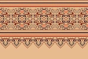 pixel kruis steek traditioneel etnisch patroon paisley bloem ikat achtergrond abstract aztec Afrikaanse Indonesisch Indisch naadloos patroon voor kleding stof afdrukken kleding jurk tapijt gordijnen en sarong vector