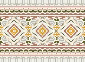 pixel kruis steek traditioneel etnisch patroon paisley bloem ikat achtergrond abstract aztec Afrikaanse Indonesisch Indisch naadloos patroon voor kleding stof afdrukken kleding jurk tapijt gordijnen en sarong vector