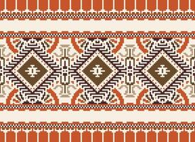 pixel kruis steek traditioneel etnisch patroon paisley bloem ikat achtergrond abstract aztec Afrikaanse Indonesisch Indisch naadloos patroon voor kleding stof afdrukken kleding jurk tapijt gordijnen en sarong vector