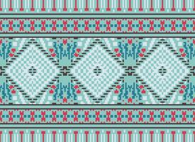 pixel kruis steek traditioneel etnisch patroon paisley bloem ikat achtergrond abstract aztec Afrikaanse Indonesisch Indisch naadloos patroon voor kleding stof afdrukken kleding jurk tapijt gordijnen en sarong vector