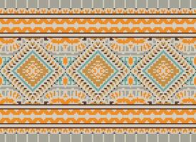 pixel kruis steek traditioneel etnisch patroon paisley bloem ikat achtergrond abstract aztec Afrikaanse Indonesisch Indisch naadloos patroon voor kleding stof afdrukken kleding jurk tapijt gordijnen en sarong vector