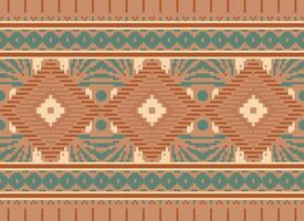 pixel kruis steek traditioneel etnisch patroon paisley bloem ikat achtergrond abstract aztec Afrikaanse Indonesisch Indisch naadloos patroon voor kleding stof afdrukken kleding jurk tapijt gordijnen en sarong vector