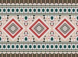 pixel kruis steek traditioneel etnisch patroon paisley bloem ikat achtergrond abstract aztec Afrikaanse Indonesisch Indisch naadloos patroon voor kleding stof afdrukken kleding jurk tapijt gordijnen en sarong vector