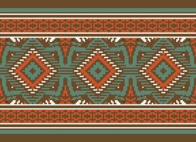 pixel kruis steek traditioneel etnisch patroon paisley bloem ikat achtergrond abstract aztec Afrikaanse Indonesisch Indisch naadloos patroon voor kleding stof afdrukken kleding jurk tapijt gordijnen en sarong vector