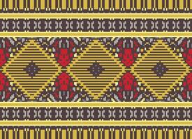 pixel kruis steek traditioneel etnisch patroon paisley bloem ikat achtergrond abstract aztec Afrikaanse Indonesisch Indisch naadloos patroon voor kleding stof afdrukken kleding jurk tapijt gordijnen en sarong vector