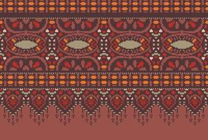 pixel kruis steek traditioneel etnisch patroon paisley bloem ikat achtergrond abstract aztec Afrikaanse Indonesisch Indisch naadloos patroon voor kleding stof afdrukken kleding jurk tapijt gordijnen en sarong vector