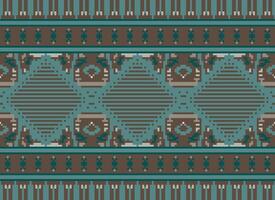 pixel kruis steek traditioneel etnisch patroon paisley bloem ikat achtergrond abstract aztec Afrikaanse Indonesisch Indisch naadloos patroon voor kleding stof afdrukken kleding jurk tapijt gordijnen en sarong vector