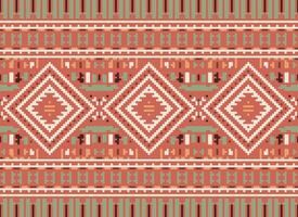 pixel kruis steek traditioneel etnisch patroon paisley bloem ikat achtergrond abstract aztec Afrikaanse Indonesisch Indisch naadloos patroon voor kleding stof afdrukken kleding jurk tapijt gordijnen en sarong vector