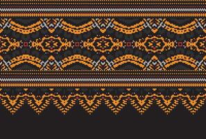 pixel kruis steek traditioneel etnisch patroon paisley bloem ikat achtergrond abstract aztec Afrikaanse Indonesisch Indisch naadloos patroon voor kleding stof afdrukken kleding jurk tapijt gordijnen en sarong vector