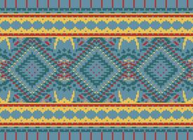 pixel kruis steek traditioneel etnisch patroon paisley bloem ikat achtergrond abstract aztec Afrikaanse Indonesisch Indisch naadloos patroon voor kleding stof afdrukken kleding jurk tapijt gordijnen en sarong vector