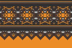 pixel kruis steek traditioneel etnisch patroon paisley bloem ikat achtergrond abstract aztec Afrikaanse Indonesisch Indisch naadloos patroon voor kleding stof afdrukken kleding jurk tapijt gordijnen en sarong vector