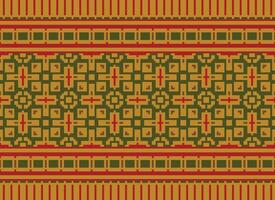 pixel kruis steek traditioneel etnisch patroon paisley bloem ikat achtergrond abstract aztec Afrikaanse Indonesisch Indisch naadloos patroon voor kleding stof afdrukken kleding jurk tapijt gordijnen en sarong vector