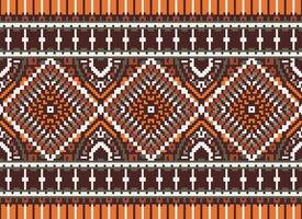 pixel kruis steek traditioneel etnisch patroon paisley bloem ikat achtergrond abstract aztec Afrikaanse Indonesisch Indisch naadloos patroon voor kleding stof afdrukken kleding jurk tapijt gordijnen en sarong vector