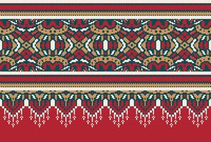 pixel kruis steek traditioneel etnisch patroon paisley bloem ikat achtergrond abstract aztec Afrikaanse Indonesisch Indisch naadloos patroon voor kleding stof afdrukken kleding jurk tapijt gordijnen en sarong vector