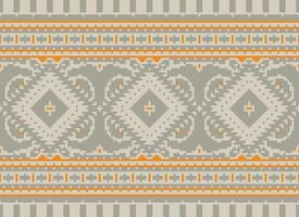 pixel kruis steek traditioneel etnisch patroon paisley bloem ikat achtergrond abstract aztec Afrikaanse Indonesisch Indisch naadloos patroon voor kleding stof afdrukken kleding jurk tapijt gordijnen en sarong vector