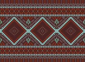 pixel kruis steek traditioneel etnisch patroon paisley bloem ikat achtergrond abstract aztec Afrikaanse Indonesisch Indisch naadloos patroon voor kleding stof afdrukken kleding jurk tapijt gordijnen en sarong vector