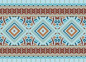 pixel kruis steek traditioneel etnisch patroon paisley bloem ikat achtergrond abstract aztec Afrikaanse Indonesisch Indisch naadloos patroon voor kleding stof afdrukken kleding jurk tapijt gordijnen en sarong vector