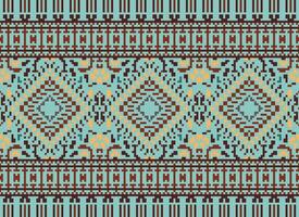 pixel kruis steek traditioneel etnisch patroon paisley bloem ikat achtergrond abstract aztec Afrikaanse Indonesisch Indisch naadloos patroon voor kleding stof afdrukken kleding jurk tapijt gordijnen en sarong vector