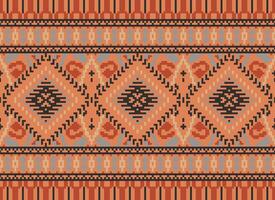 pixel kruis steek traditioneel etnisch patroon paisley bloem ikat achtergrond abstract aztec Afrikaanse Indonesisch Indisch naadloos patroon voor kleding stof afdrukken kleding jurk tapijt gordijnen en sarong vector