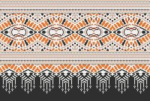 pixel kruis steek traditioneel etnisch patroon paisley bloem ikat achtergrond abstract aztec Afrikaanse Indonesisch Indisch naadloos patroon voor kleding stof afdrukken kleding jurk tapijt gordijnen en sarong vector