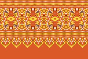 kruis steek traditioneel etnisch patroon paisley bloem ikat achtergrond abstract aztec Afrikaanse Indonesisch Indisch naadloos patroon voor kleding stof afdrukken kleding jurk tapijt gordijnen en sarong vector