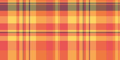 lay-out structuur controleren naadloos, een deel vector patroon tartan. toon plaid achtergrond textiel kleding stof in oranje en rood kleuren.