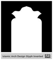 Islamitisch boog ontwerp glyph omgekeerd zwart gevulde silhouetten ontwerp pictogram symbool zichtbaar illustratie vector