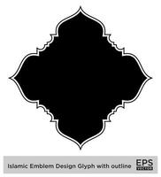 Islamitisch ambleem ontwerp glyph met schets zwart gevulde silhouetten ontwerp pictogram symbool zichtbaar illustratie vector