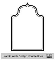 Islamitisch boog ontwerp dubbele lijnen schets lineair zwart beroerte silhouetten ontwerp pictogram symbool zichtbaar illustratie vector