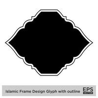 Islamitisch kader ontwerp glyph met schets zwart gevulde silhouetten ontwerp pictogram symbool zichtbaar illustratie vector