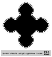 Islamitisch ambleem ontwerp glyph met schets zwart gevulde silhouetten ontwerp pictogram symbool zichtbaar illustratie vector