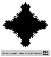 Islamitisch ambleem ontwerp glyph met schets zwart gevulde silhouetten ontwerp pictogram symbool zichtbaar illustratie vector