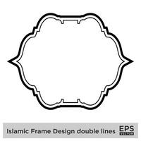 Islamitisch kader ontwerp dubbele lijnen zwart beroerte silhouetten ontwerp pictogram symbool zichtbaar illustratie vector