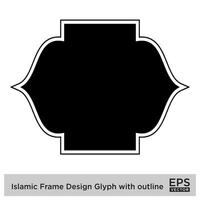 Islamitisch kader ontwerp glyph met schets zwart gevulde silhouetten ontwerp pictogram symbool zichtbaar illustratie vector