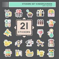 sticker reeks kleuterschool. verwant naar vakantie symbool. gemakkelijk ontwerp bewerkbaar. gemakkelijk illustratie vector