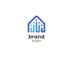 creatief modern huis van technologie logo vector