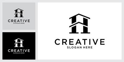 beginletter h met huis vector logo ontwerpconcept.