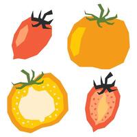 kleurrijk uitknippen rood en geel tomaten en plak. groente vorm gekleurde karton of papier. grappig naief kinderachtig appliqueren. vector