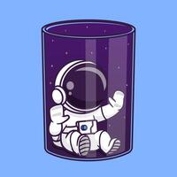 schattig astronaut in ruimte glas tekenfilm vector icoon illustratie. wetenschap technologie icoon concept geïsoleerd premie vector. vlak tekenfilm stijl