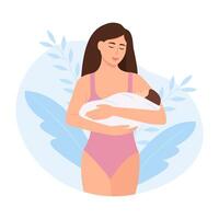 mam en pasgeboren in haar armen. de concept van familie, moederschap, zwangerschap. vector illustratie